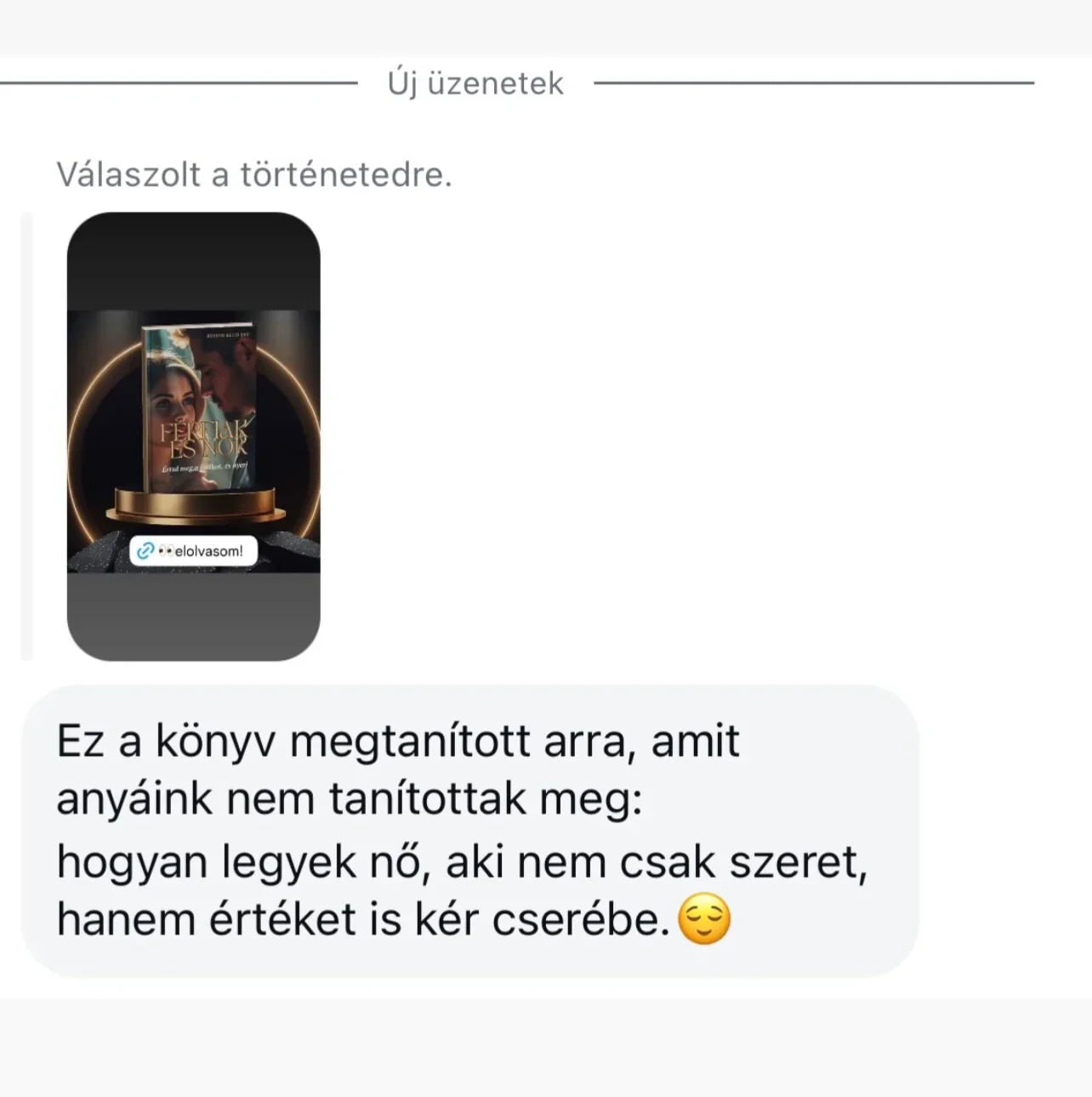 Könyv borító, pár arcképével és Fesztáv és ok cím, üzenet inspiráló női erőről magyarul