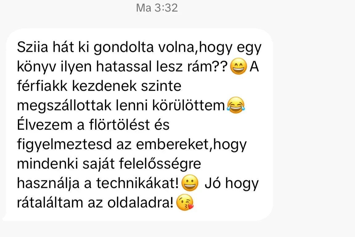 Pozitív vásárlói visszajelzés üzenet Benned rejlő erő könyvről, magyarul, érzelmekkel.