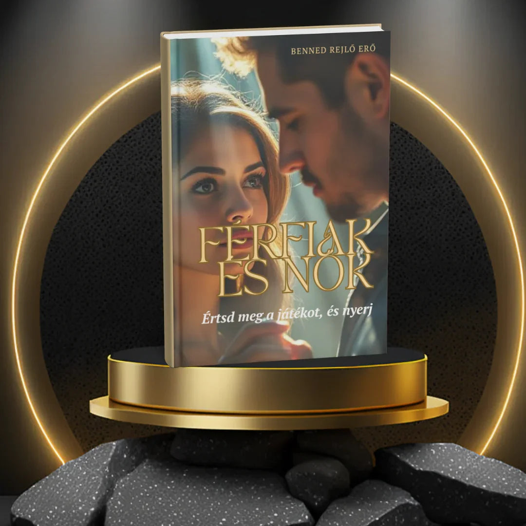 Férfiak és nők könyv borító, arany kör és sötét alapon, Benned rejlő erő