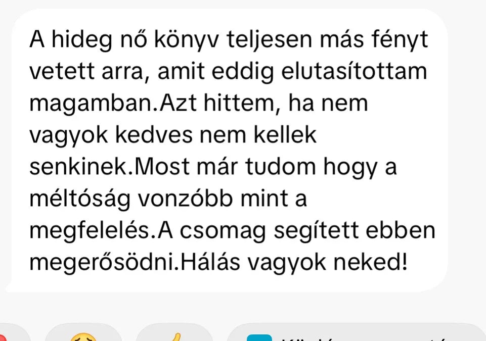 Vásárlói visszajelzés a Benned rejlő erő oldalon, idézet könyvről és csomagról.